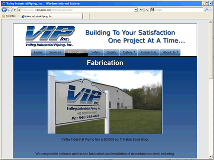 Click to visit the Valley Industrial Piping web site